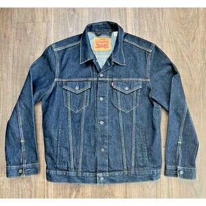 Levi's Denim Jean Jacket Mens Large Trucker Dark Wash Classic Button Up